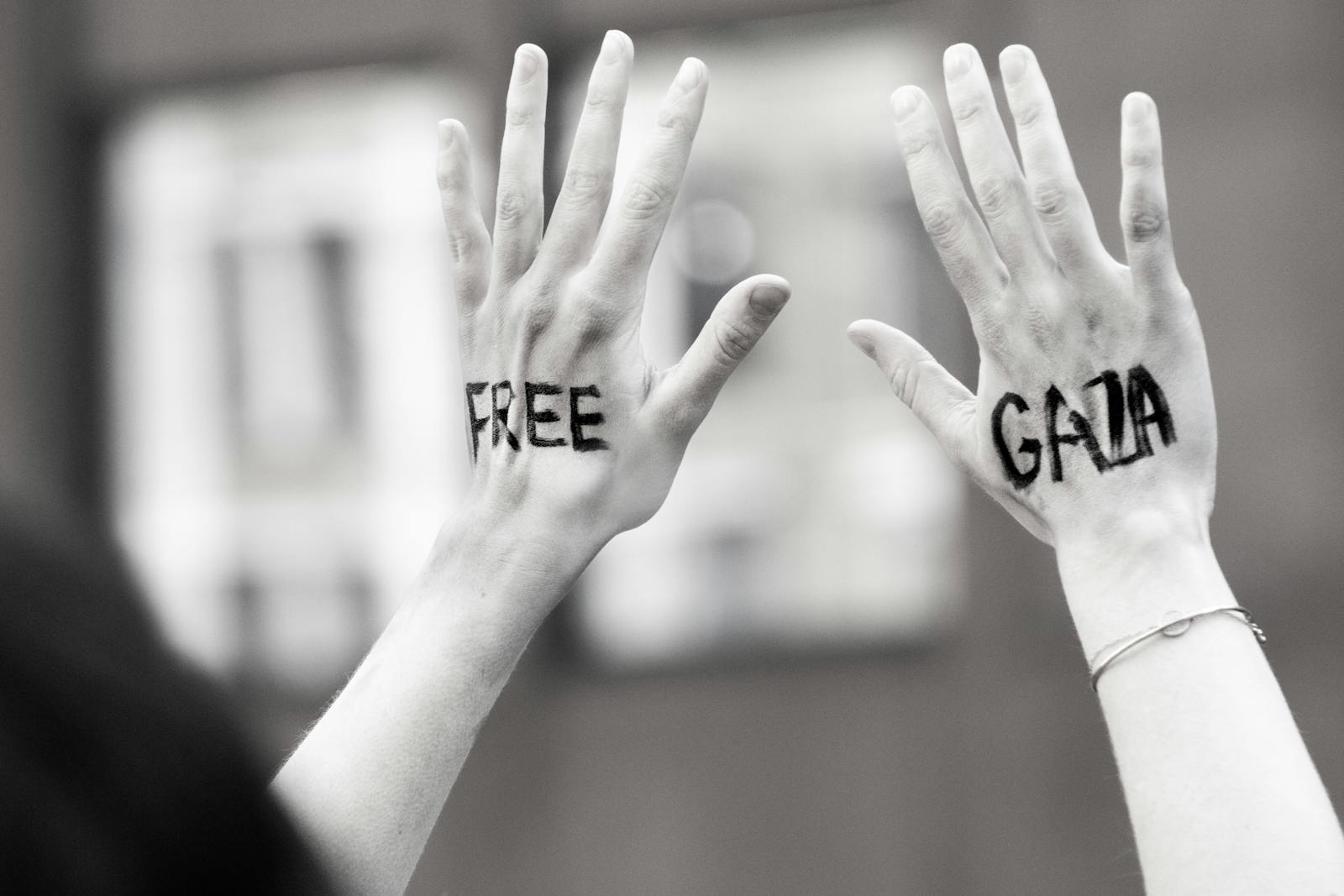 Free Gaza Text on Woman Hands