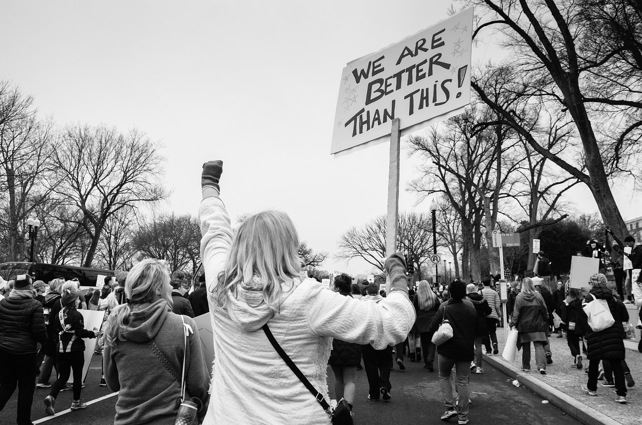 people, woman, black and white