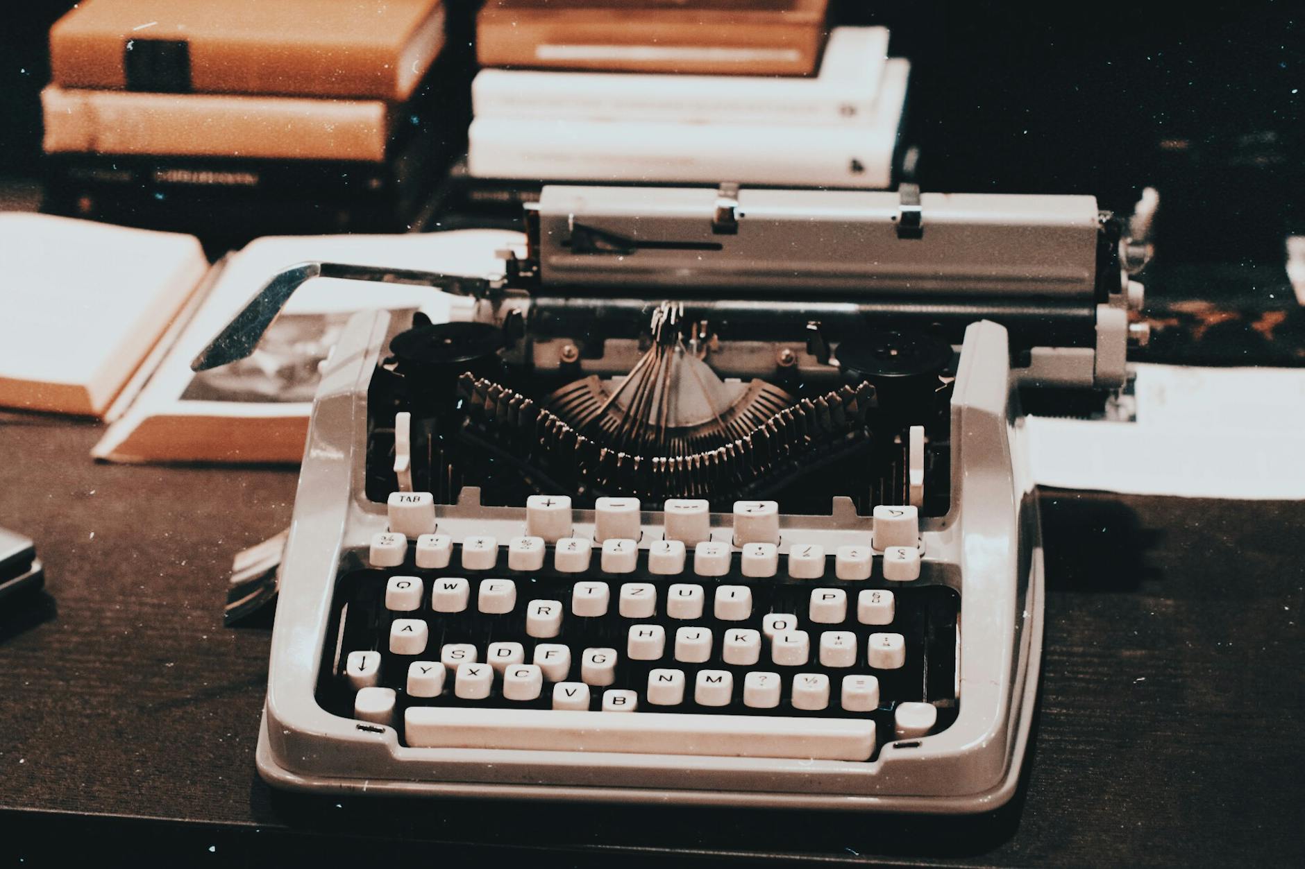 photograph of a vintage typewriter on table